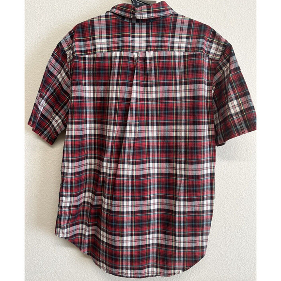 Ralph Lauren Size L Plaid Button Down Shirt Short Sleeve Wine - Picture 5 of 9